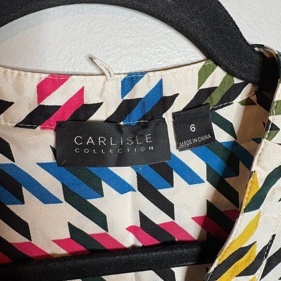 Carlisle Collection colorful houndstooth silk blouse - Picture 3 of 5